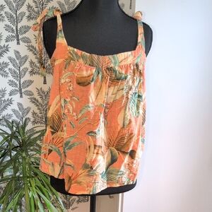 a.n.a Orange Floral Camisole Tank Top